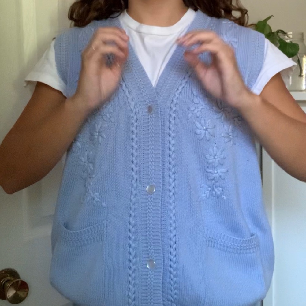 SOLD- light blue sweater vest!